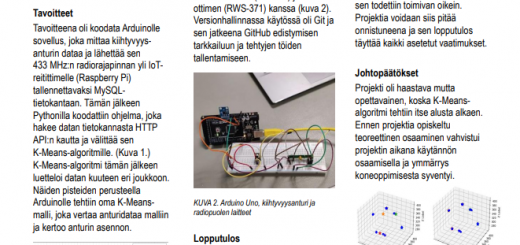 Ryhmän 4 posteri, jossa kerrotaan projektin yksityiskohtia, mm. käytettyjä työkaluja, komponetteja ja ohjelmistoja.